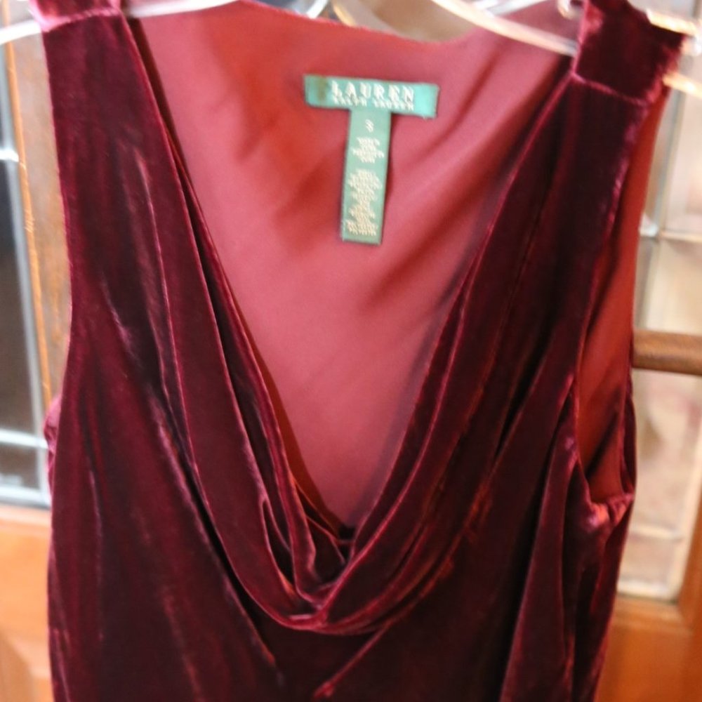 Burgundy Velvet Ralph Lauren Cowl Neck Women's Size S